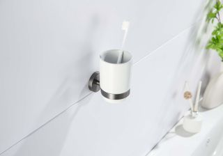 Стакан с держателем Aquatek Бетта AQ4604BGM шлифованный чёрный хром